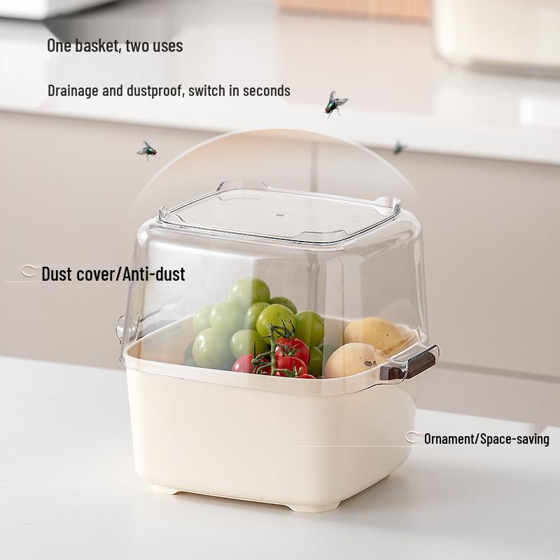 Buckle Draining Basket: Double Layer Food-Grade Basin for Washing Fruits, Vegetables, and Rice