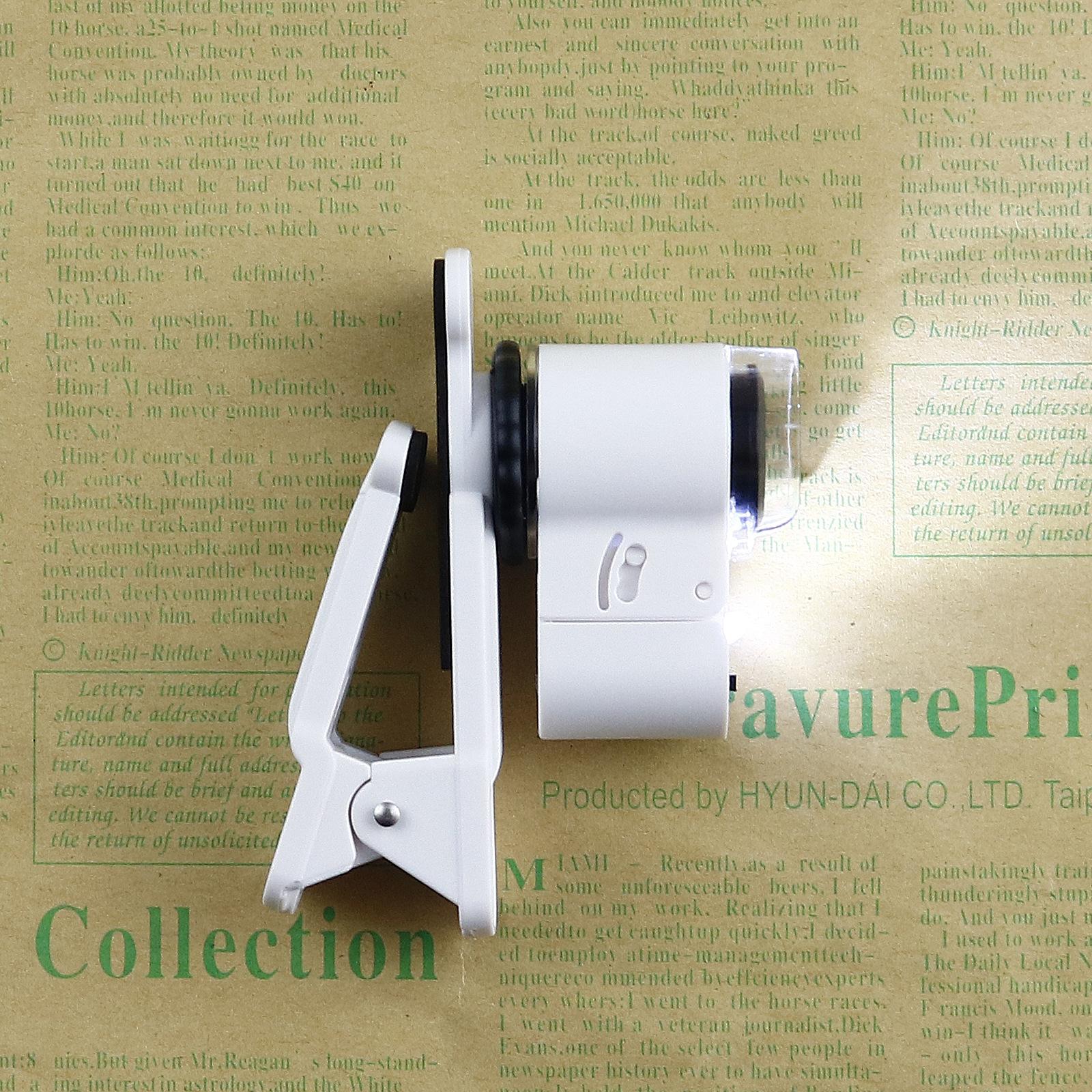 

45X Magnifier Portable Mini Phone Holder Magnifying Glass Uv Money Detector Purple Light Lamp Microscope 45x