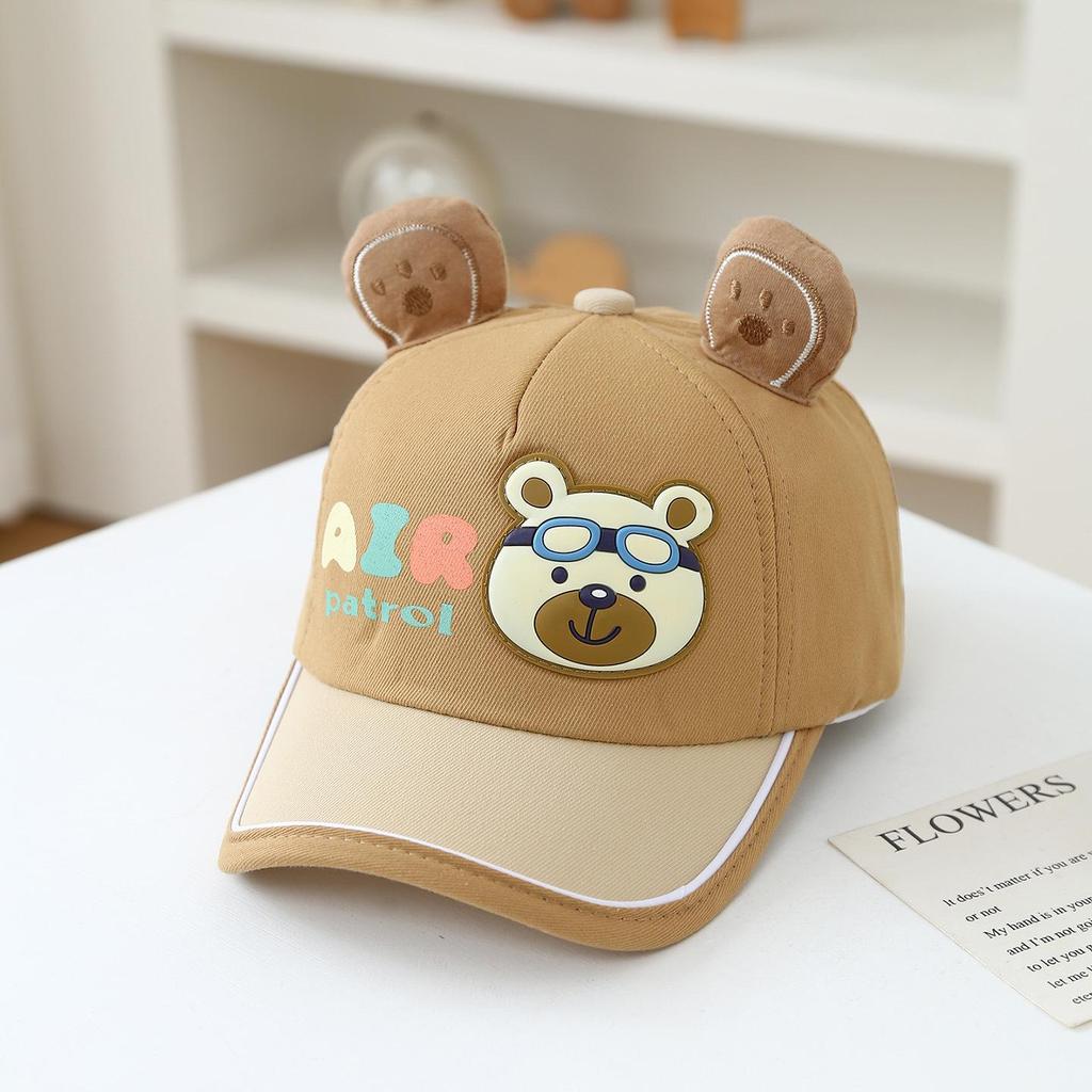 Spring/Summer Kids Baseball Cap with Cute Bear Design - Sun Protection for Boys & Girls