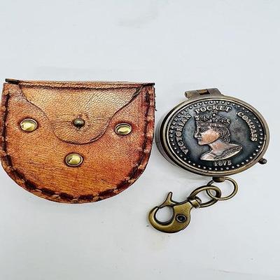 Bússola de escoteiro, bússola de latão para caminhadas, sobrevivência para homens com estojo de couro, presentes de batismo para meninos e homens
