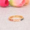 Sapphire Rose Gold Plated Wedding Band: Vintage Art Deco Bridal Ring: Multicolor Sapphire Engagement Ring: Minimalist Jewelry Gift