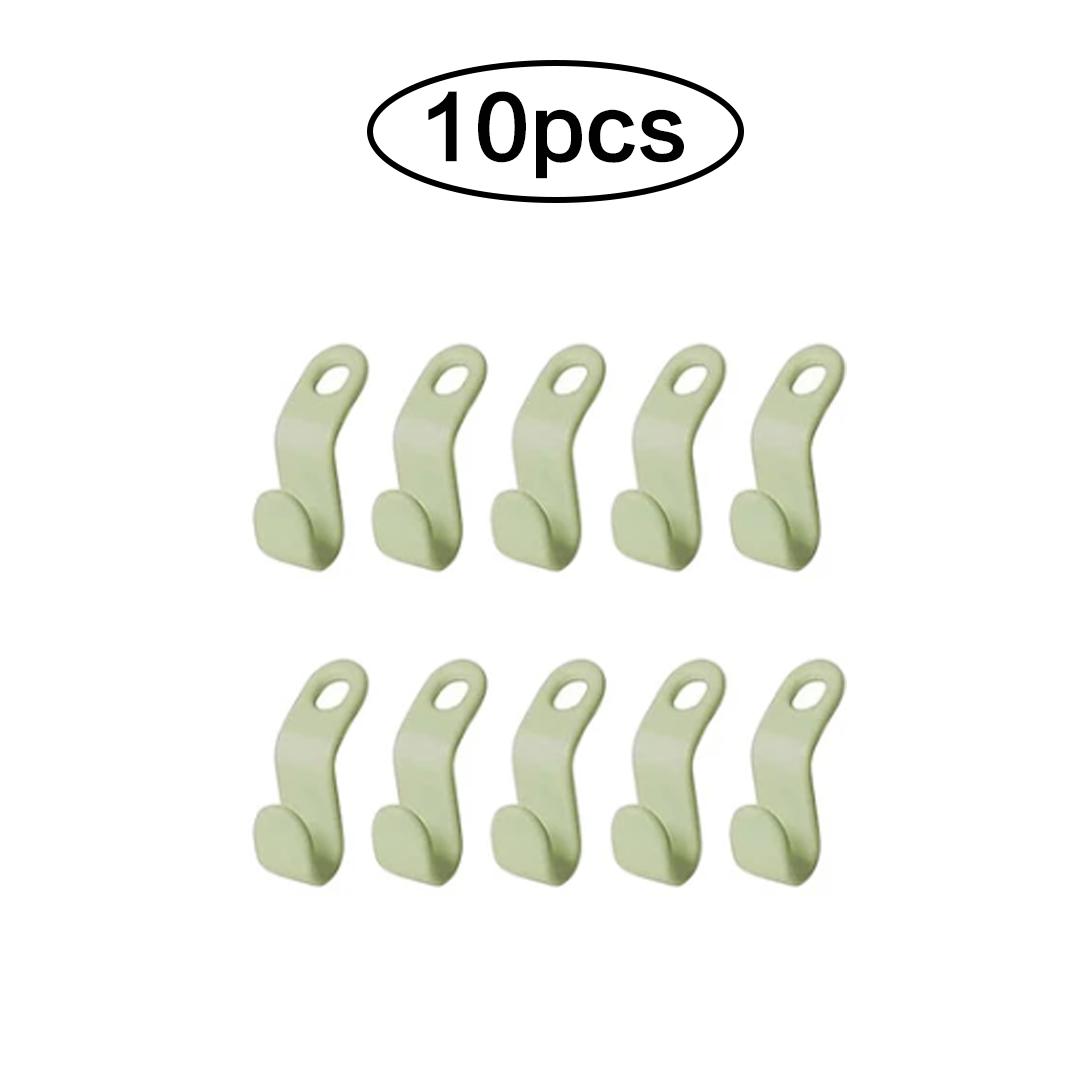 50 шт. вешалка для одежды, удлинитель, зажимы, экономия места, соединительный крючок, каскадные вешалки, крючки, стеллаж для хранения в домашнем шкафу, организация 10pcs - Green