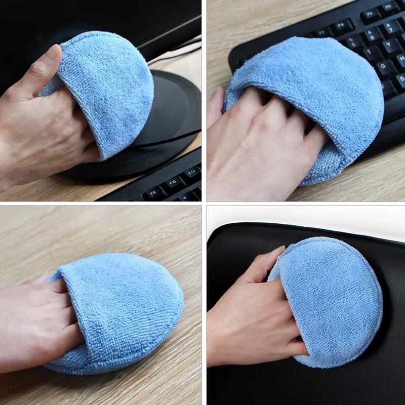 SEAMETAL Car Waxing Polish Sponges 5 Inch Car Detailing Wax Applicator Pads Round Pocket Microfiber Foam Sponges Car Cleaning Tools