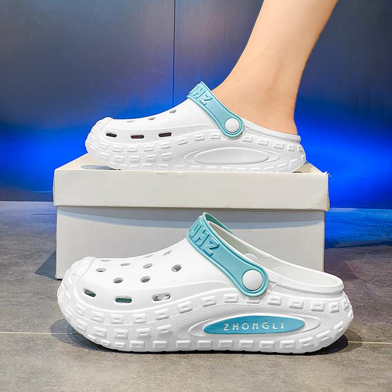 Hole Shoes Men's and Women's Trend Beach Shoes Summer Comfortable Shoes Slippers Men's Bag Head Platform Sandals