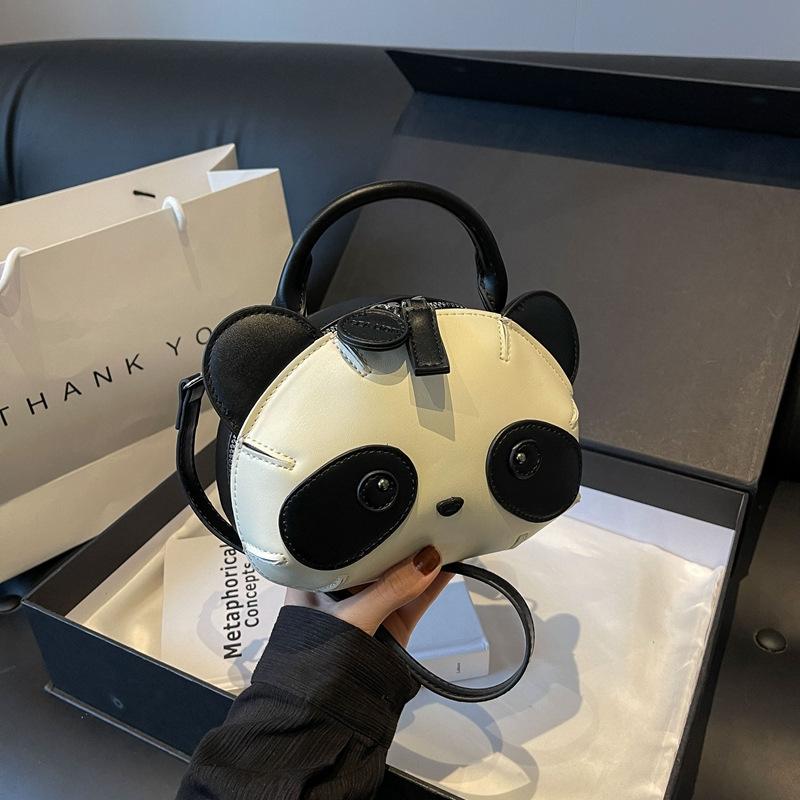 Tote Bag Panda Shoulder Women's Bag Oblique Span Bag Korean Version Simple and Versatile Oblique Span Bag Korean Red Panda PU Women's Bag