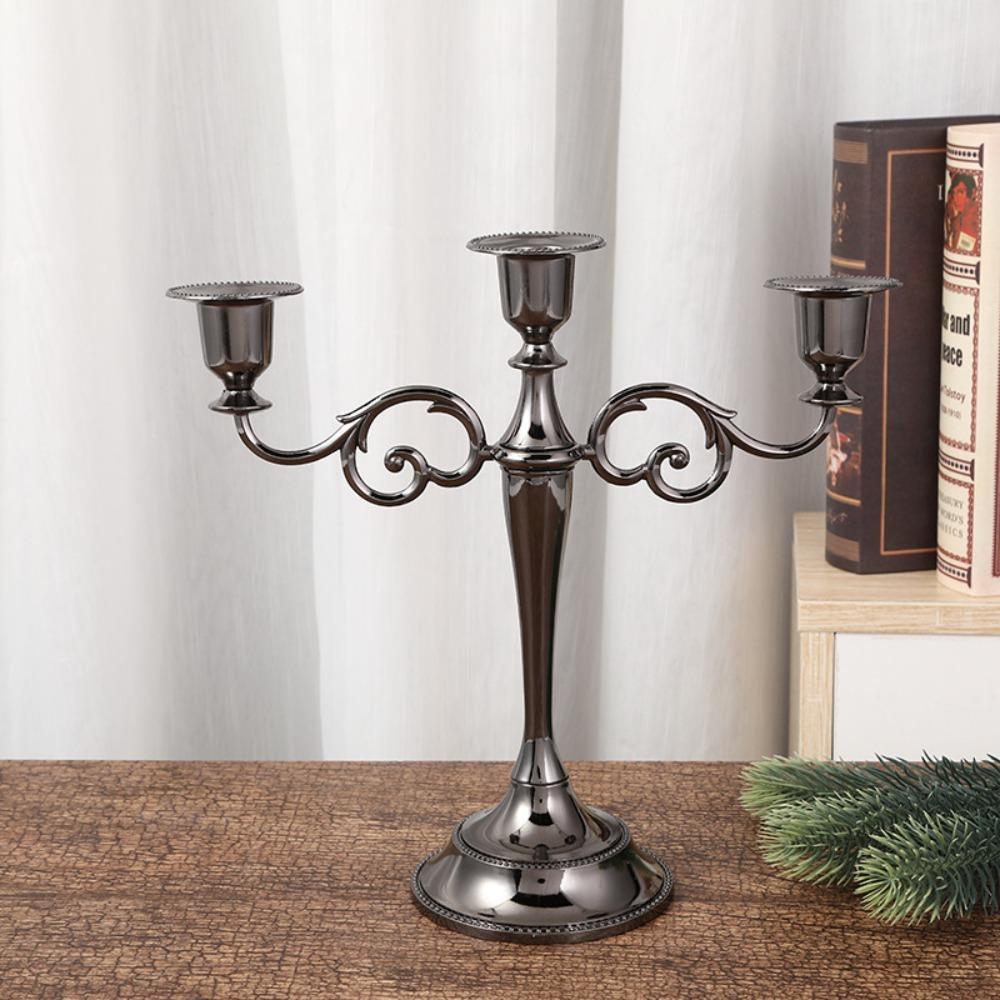 3/5 Arms Candle Holder Electroplated Candelabrum Wedding Decorations European Candlestick  Banquet