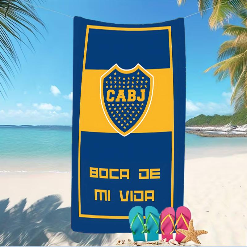 Prosop de plajă cu model Club Atlético Boca Juniors - moale, absorbant, lavabil la mașină Ușor și modern, pentru înot, Esențiale pentru călătorii