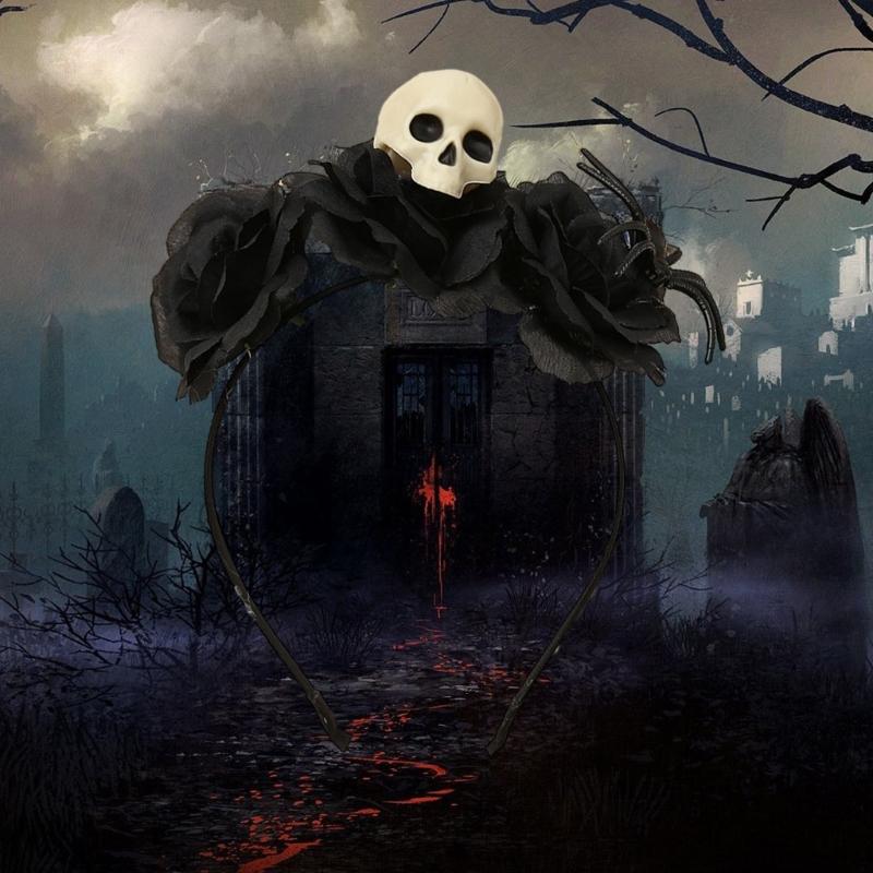 Halloween Rose Headband Dark Spiders Hair Clip Cosplay Party Headwear Hair Hoop Dress Up Party for Masquerade