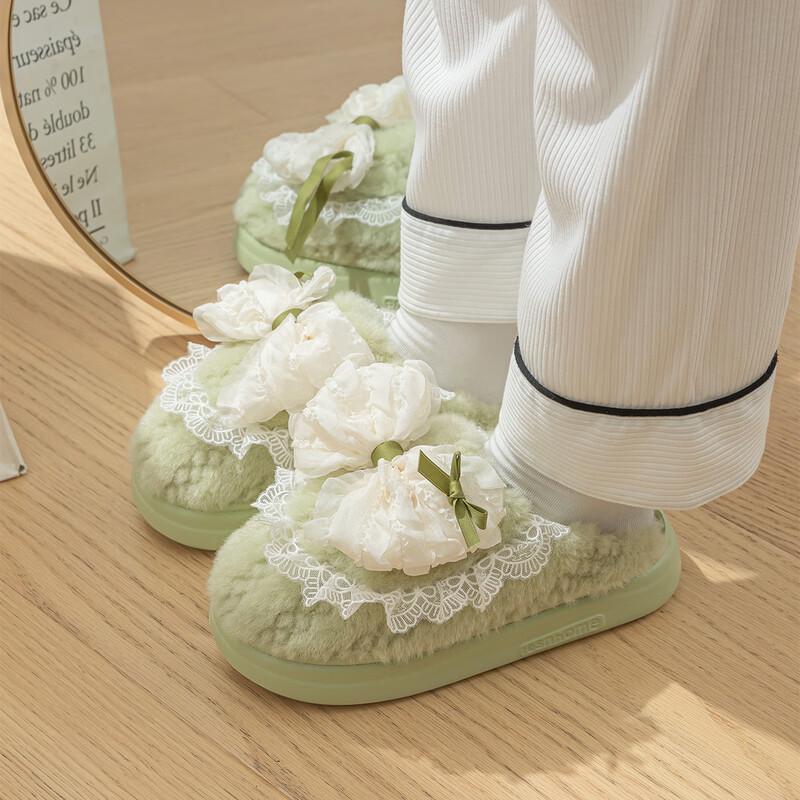 Grace Women s Winter Bowknot Cotton Slippers 37-38