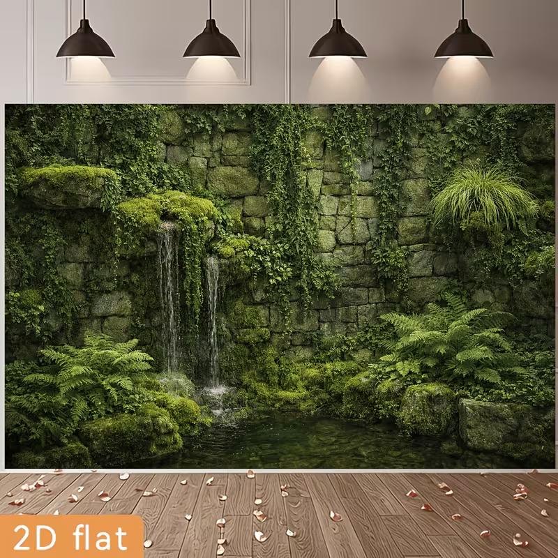 Secret Garden Banner with Ivy and Pond Photo Booth Background Cloth