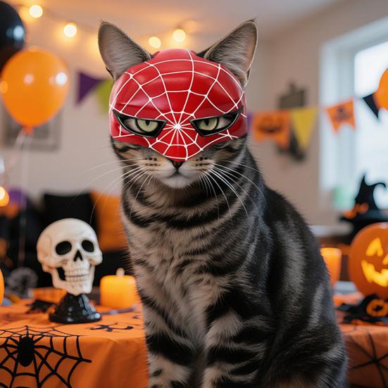 Cat Bat Mask Cats Superhero Cosplay Mask Spider Hero Cat Mask for Halloween Outfit Costume Party Dress-up Photography Prop