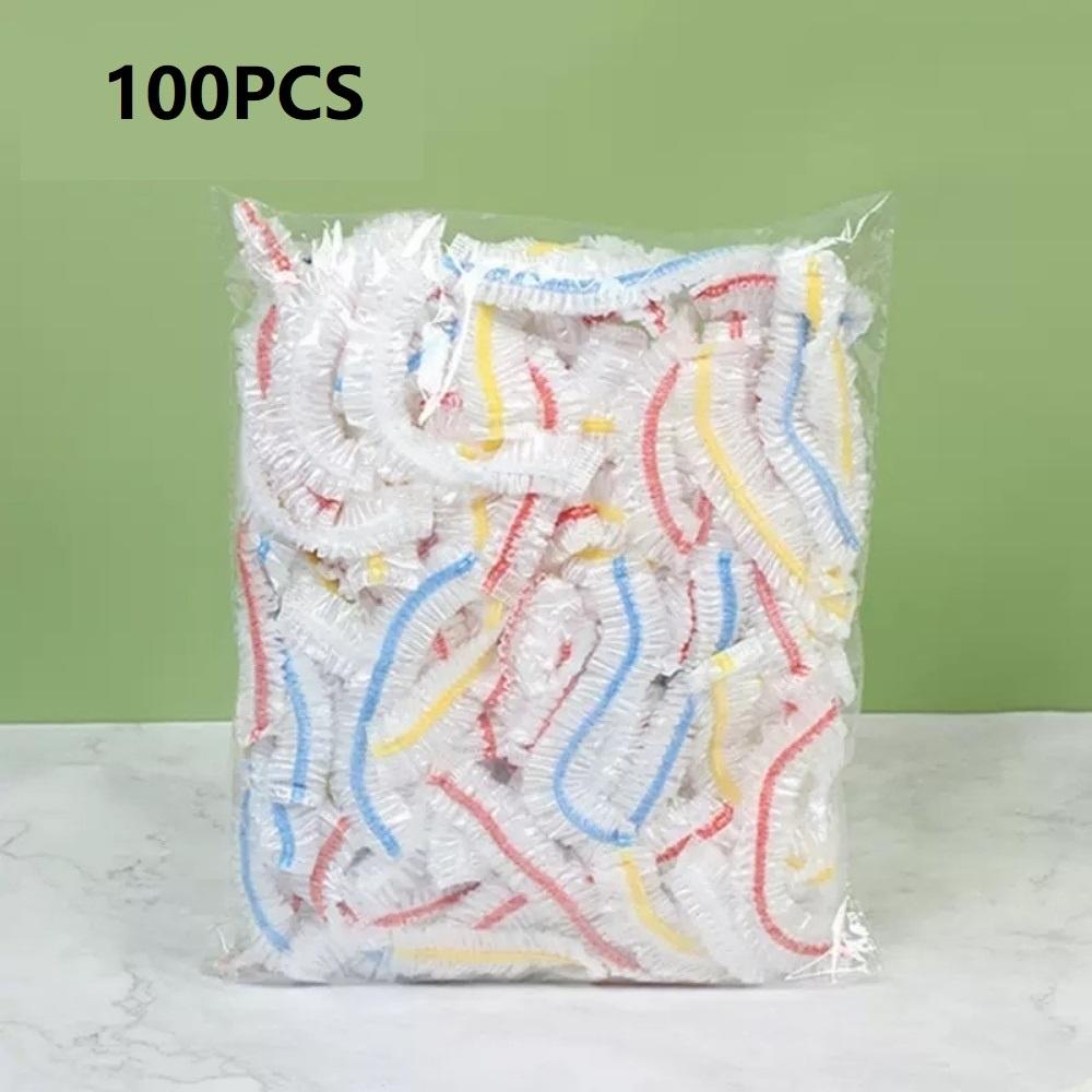 100/200 disposable bowl LIDS, elastic plastic food storage bags, transparent cling film, food covers, reusable for vegetables, p
