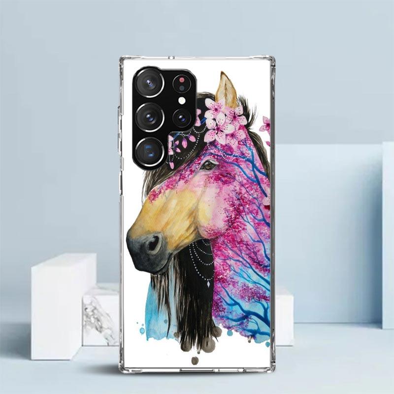 Animal Oil Painting Horse Phone Case For Samsung Galaxy S24 S25 Edge S26 Ultra S22 S23 Plus S21 + S20 FE Soft TPU Back Cover Gal