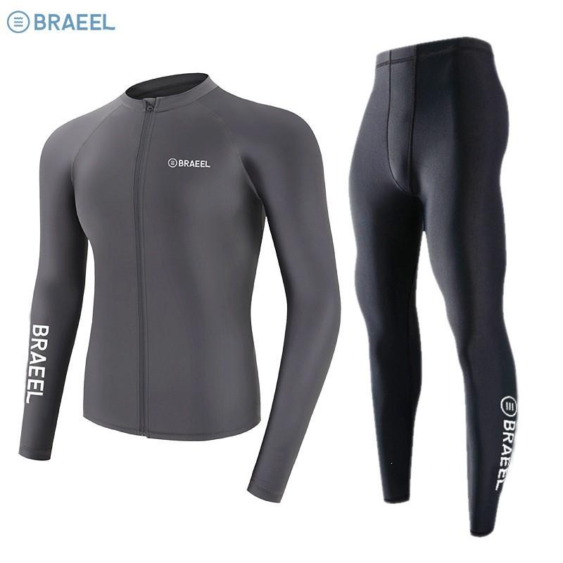 Mens Long Sleeve UV Protection Rash Guard Set Full Body Sunproof Quick Dry Snorkeling Diving Surfing Wetsuit
