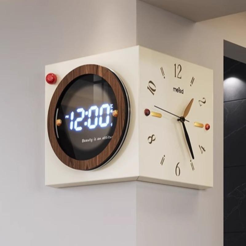 Corner Wall Clock Double Sided Wall Watch Modern Luxury Aesthetic Large Led Clocks Silent Elegant Decorative Living Room Watches