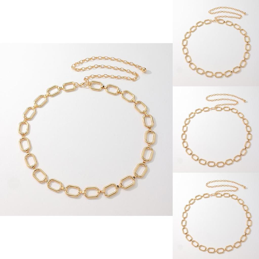 Geometric Oval Metal Belt Chain For Women With Elegant Design For Casual And Office Wear