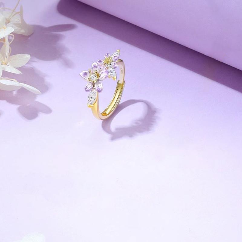 Elegant Adjustable Wisteria Flower Open Ring In Stylish Copper For Trendy Women