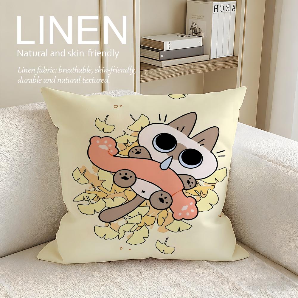 Cute Siamese Cat Azuki Cushion Cover Pillowcase Set Pcs x x Breathable Washable Sofa Cushion Cover