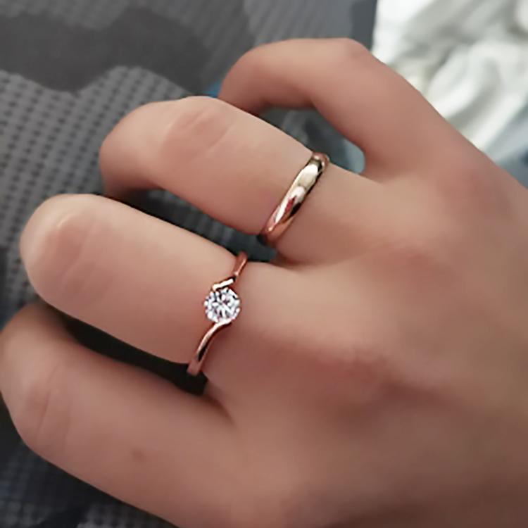 Nya Modeförlovningsringar För Kvinnor Kubisk Zirkonia Kristall Roséguld Färg Kvinnas Fingerring Bröllopsmycken R198