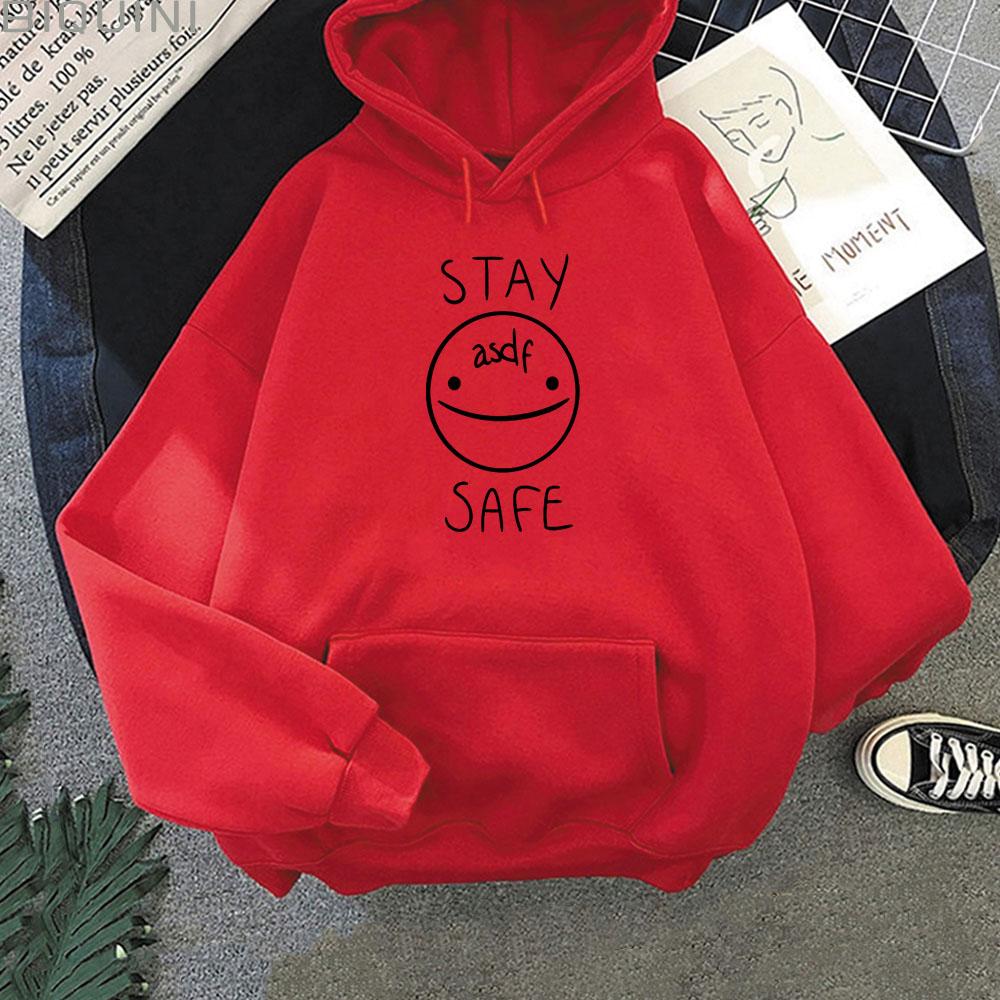 Eddsworld Smile STAY SAFE Oversized Hoodie WoUnisex Funny Print Long Sleeve Pullover Kawaii Fashion Autumn Winter Sweatshirts
