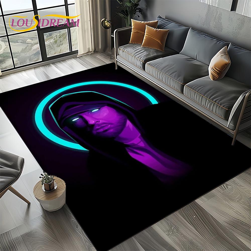 Rapper Eminem Tupac 2pac Hip-Hop Rap God Carpet Rug for Living Room Bedroom Home Sofa Decoration,Area Rug Non-slip Floor Mat