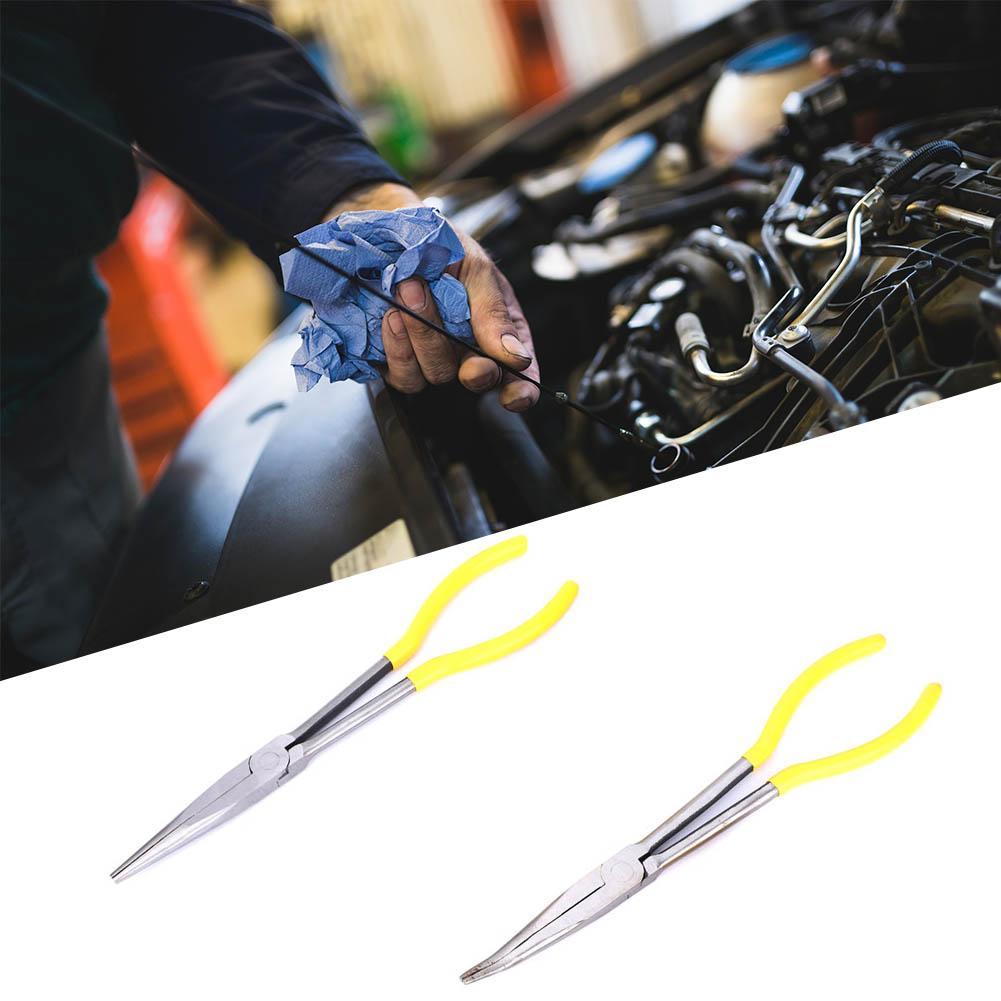 2Pcs 11in Long Nose Pliers Carbon Steel 45 Degrees Bending Workshop Equipment Hand Tool