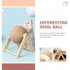 POPETPOP Cat Scratching Ball Toy - Small Rotatable Kitten Scratcher Sisal Toy, Wood Cat Scratcher with Ball for Indoor Kitties To Grind Claws, Cat