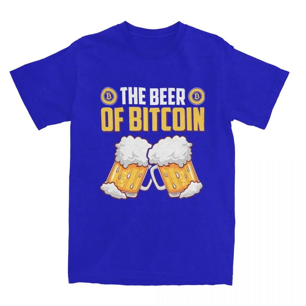 Awesome The Beer Of Bitcoin T-Shirts Men Round Neck  T Shirt Cryptocurrency BTC Crypto Short Sleeve Tee Shirt Clothing