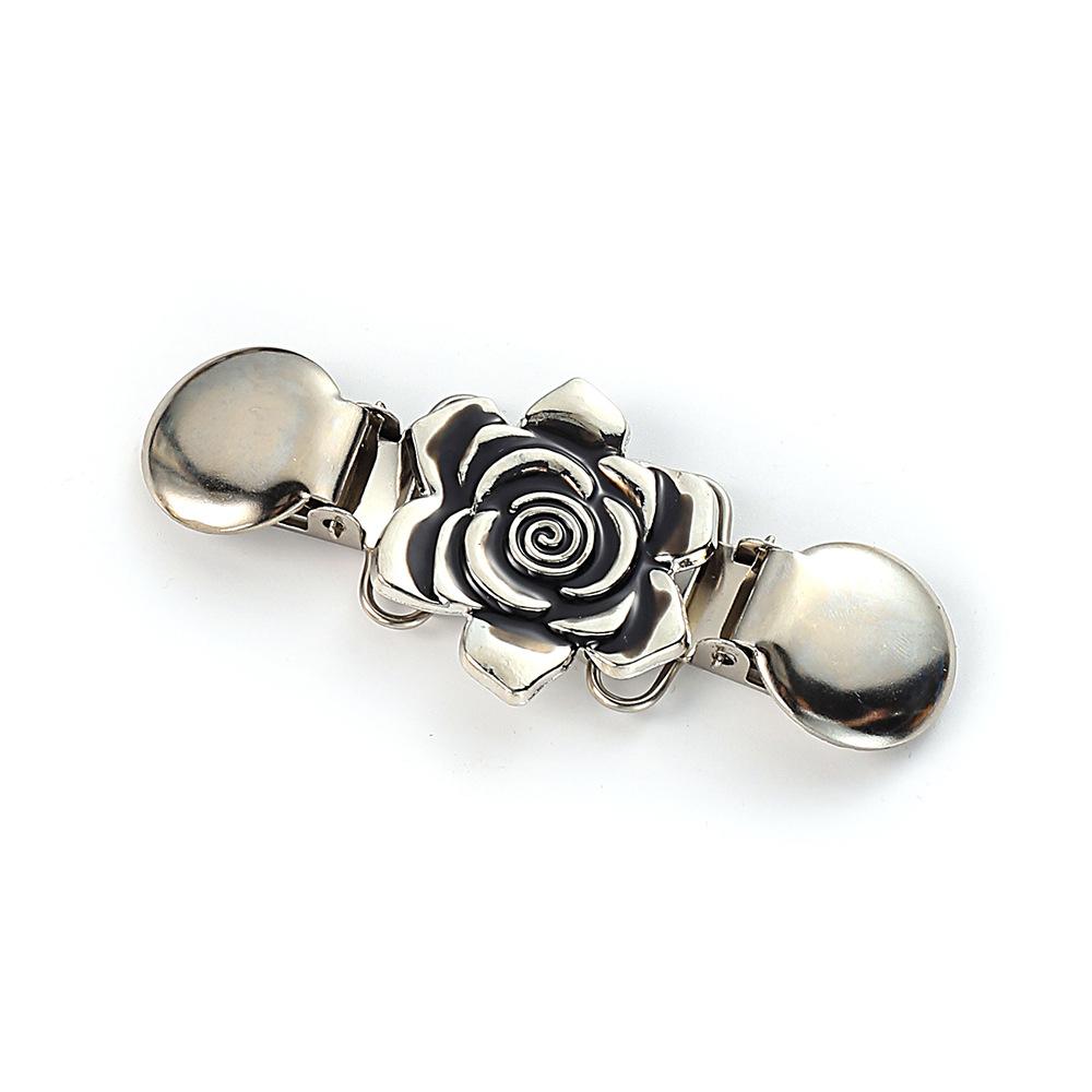 Retro Cardigan Clips Fasteners Flower Pattern Back Cinch Clips Sweater Shawl Dress Collar Brooch Clips for Women Girls Clothing