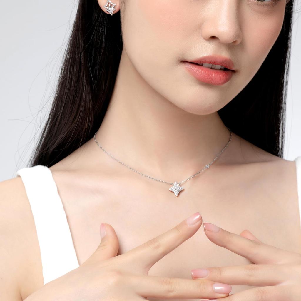 FANCIME Pair Necklaces for Men and Set of Star Motif Necklaces with Zirconia and S925 Matching Couple Necklaces for Anniversary Gift Wrapping Included