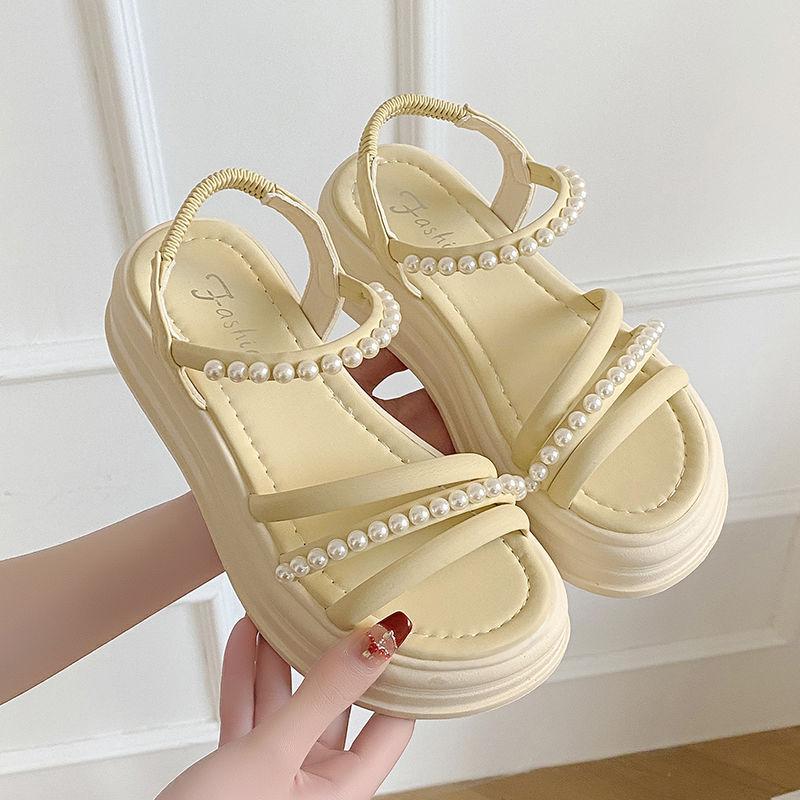 Roman Style Women's Sandals Pearl Platform Casual Ladies Shoes Sales Luxury Summer Pvc 2025 Korea On Sale Trend Offers Footwear