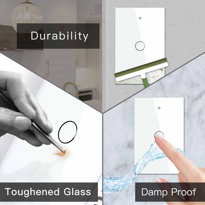 Factory Outlet 1 2 3 Gang Tuya Smart Switch Wifi No Neutral Glass Panel Zigbee Touch Wall Switches Intelligent Light Switch