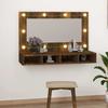 Vidaxl Szafka Z Lustrem I Led, Przydymiony Dąb, 90X31,5X62 Cm