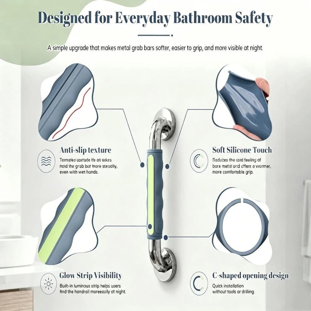 C-shaped Opening Safety Armrest Anti Slip Cover Detachable Support Handrail Bathtub Support