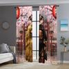 2pc   Window Curtains Art Japanese Sakura Kimono Girl Machine Washable Polyester  Without Electricity Festive Holiday for Bedroom