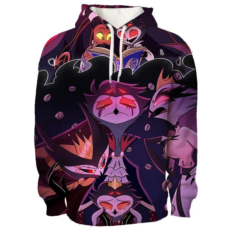 Najnovšia Anime Hazbin Grafická Mikina s Kapucňou Pánska 3D Plnofarebná Potlač Mikiny s Kapucňou Trend Streetwear Hotel Kreslený Pulóver Vrchné Oblečenie