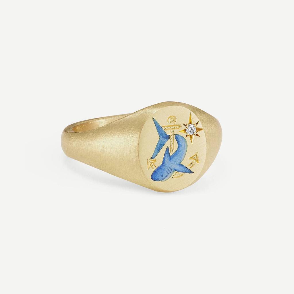 Titanium Steel Fashion Light Luxury Painted Seal Statement Ring Butterfly Love Rabbit Flower Personality Design Sense 18K
