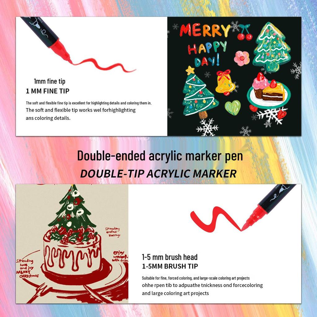 Double-headed Acrylic Marker Pens with Stackable Colors and Soft Brush Tips for Art Painting
