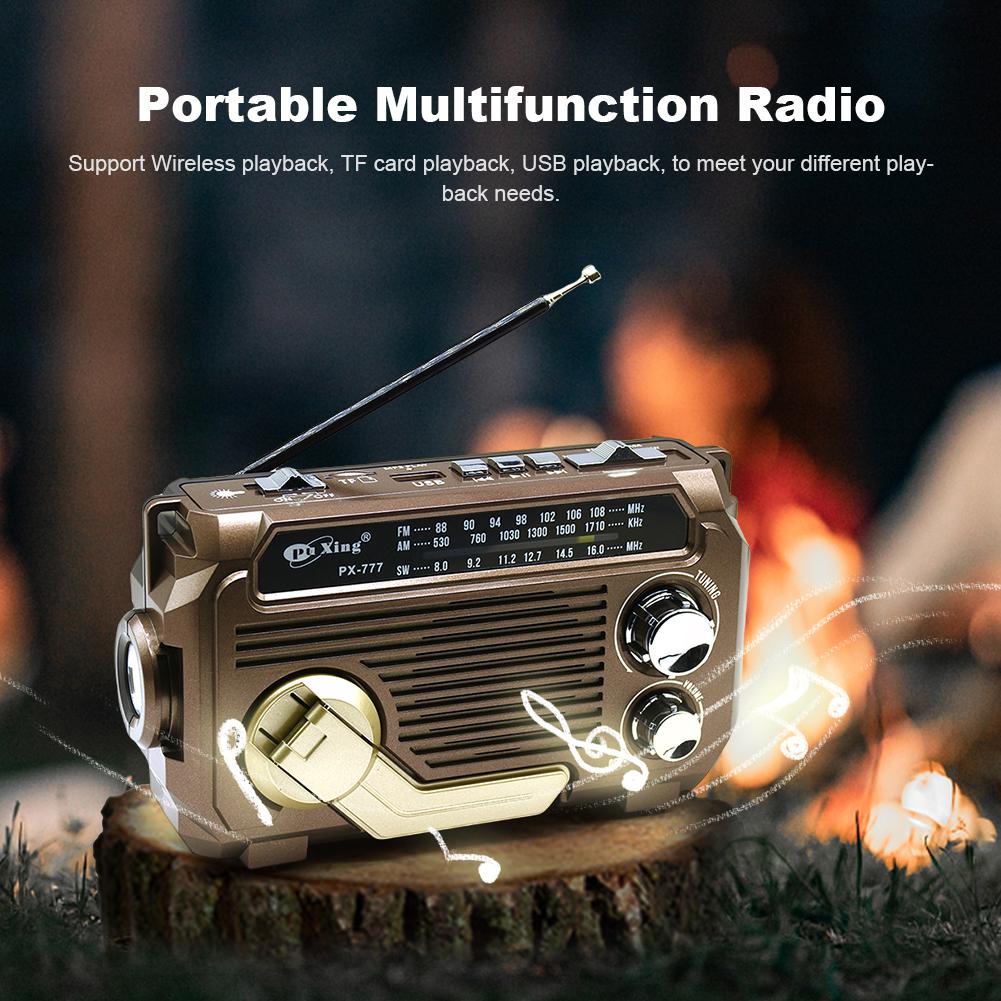 Hand Crank Emergency Radio AM/FM/SW Radio with Flashlight BT Speaker Portable Weather Radio for Outdoor Camping and Emergency