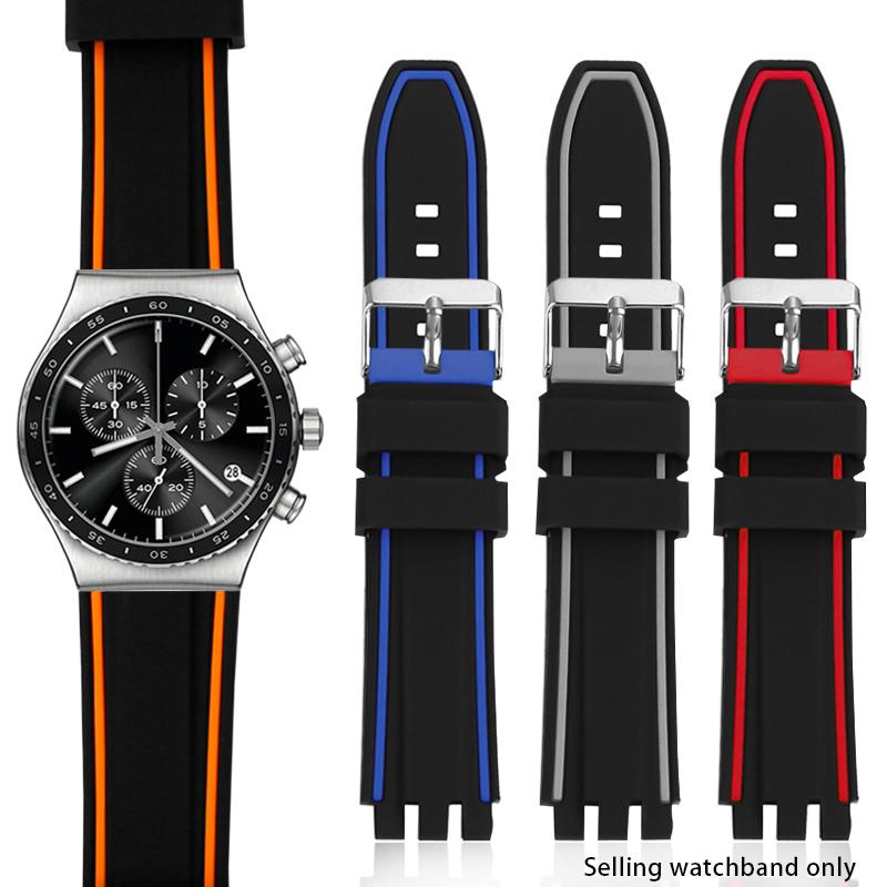 Bracelet en Silicone pour Swatch 19mm 20mm 21mm Bracelet de Poignet en Caoutchouc Imperméable Bracelet de Montre Bande de Sport Bracelet Avec Outils