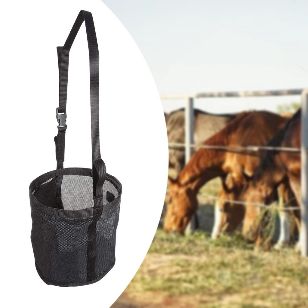 Equestrian Hay Bag for Outdoor Use, Grain Feedbag with Mesh Design And Solid Base