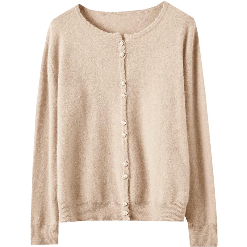 Demana Women's 100% Merino Wool Round Neck Cardigan