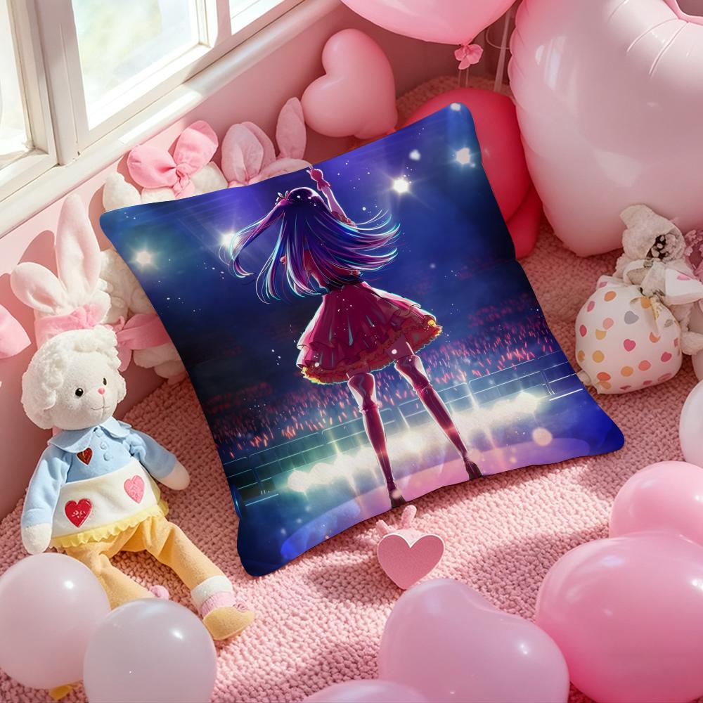 O-Oshi No Ko H-Hoshino Ai Anime Cushion Cover Pattern Printed Pillowcase for Living Room Sofa Cushion Cover & Bedroom Decor