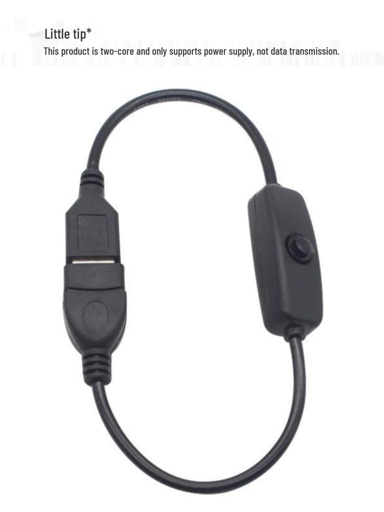 USB 2.0 Male to Female Charging Extension Cable with Switch for Desk Lamp, Fan, Car Recorder (Two-Core Wire)