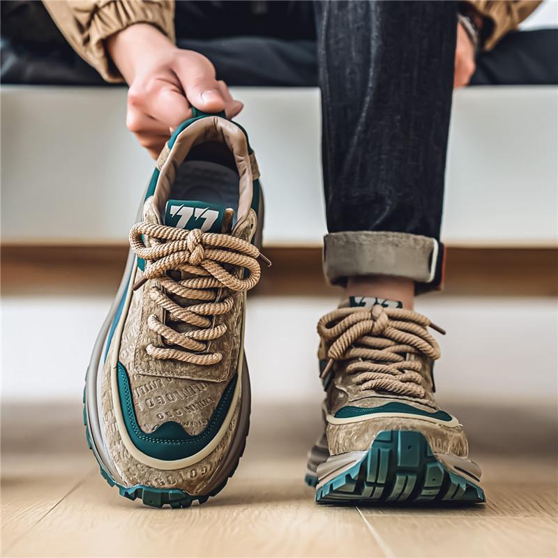 Men's Shoes Trend Versatile Casual Sports Youth Leather Surface Waterproof Anti Slip Running Height Increasing Dad