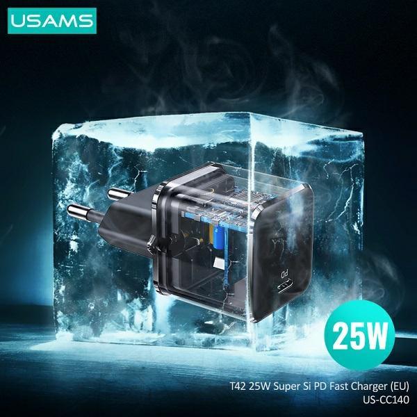 Ładowarka sieciowa 25W USAMS Super SI Power Delivery USB-C Czarna
