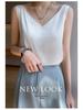 2023 Summer Women's V-Neck Silk Satin Camisole with Draped Silhouette