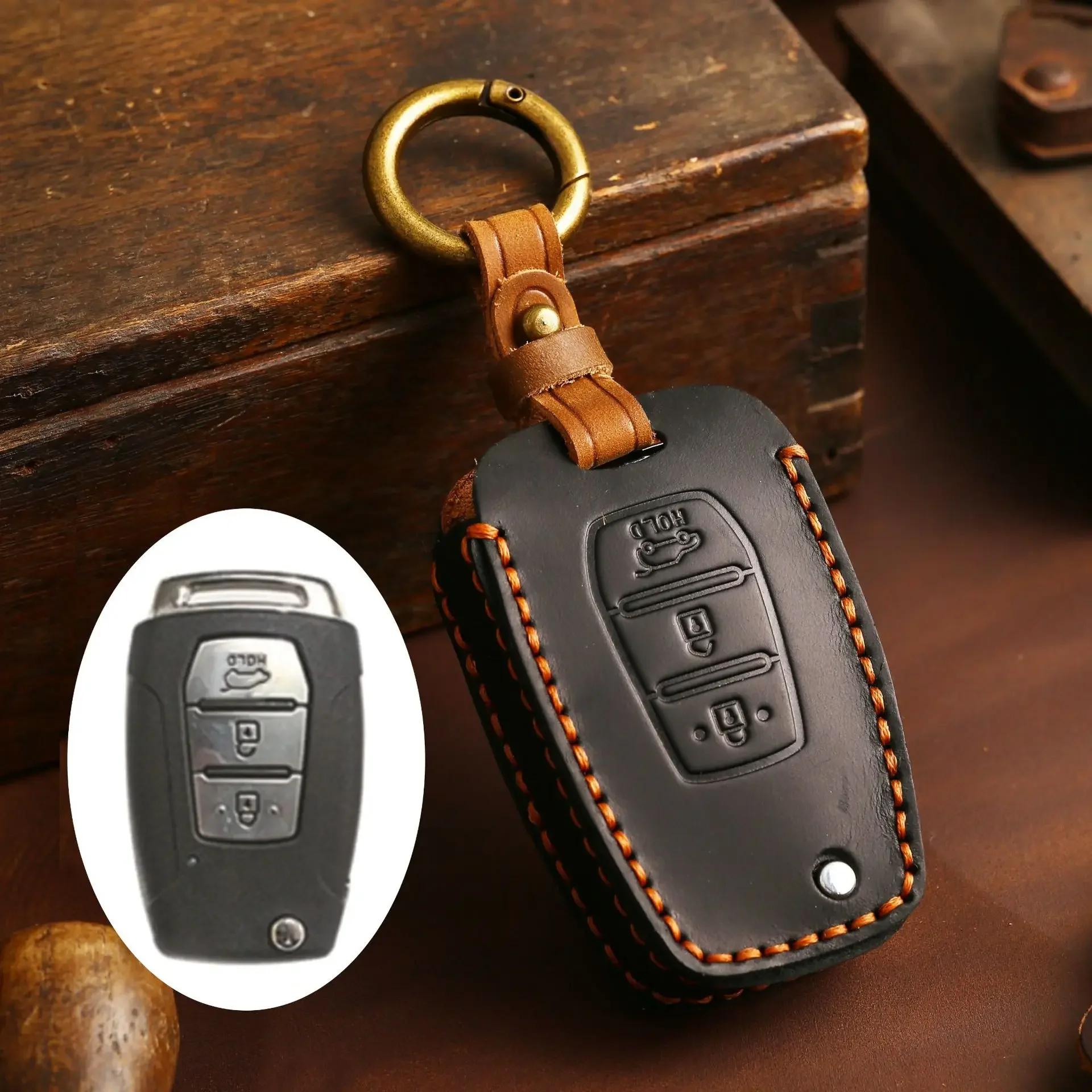 

Car Key Case for SsangYong Kyron 2 Sanka Actyon Korando Tivoli Folding Remote keyring holder set Leather Protector Cover skin