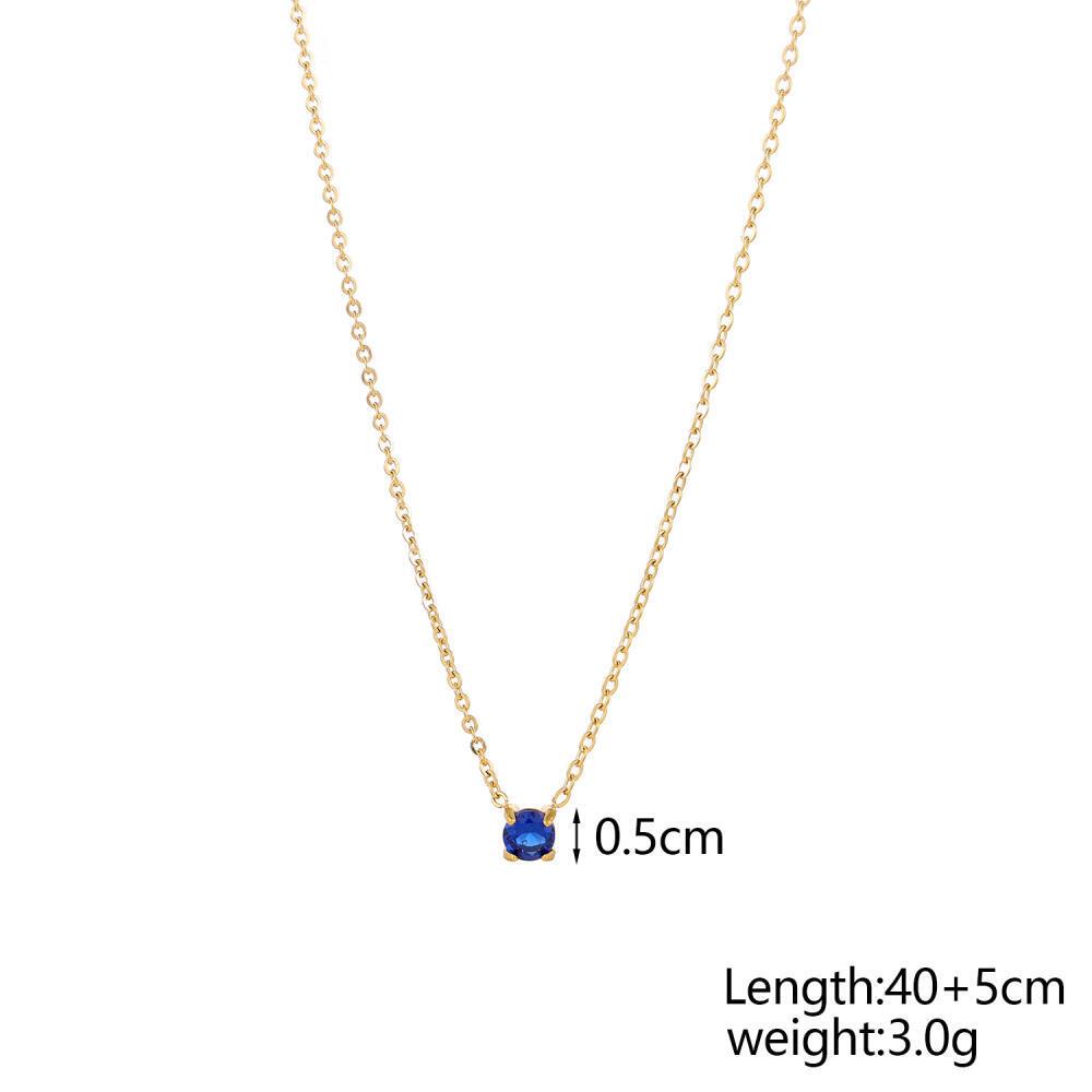 Dainty Recyclay Stainless Steel Gold Plated Necklace Colorful 12 Birthstone Necklace Zircon Stainless Steel Waterproof for Women