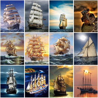 DIY zeilboot 5D diamant schilderij volledige ronde boor landschap diamant borduurwerk kruissteek mozaïek Home decor kunst aan de muur cadeau